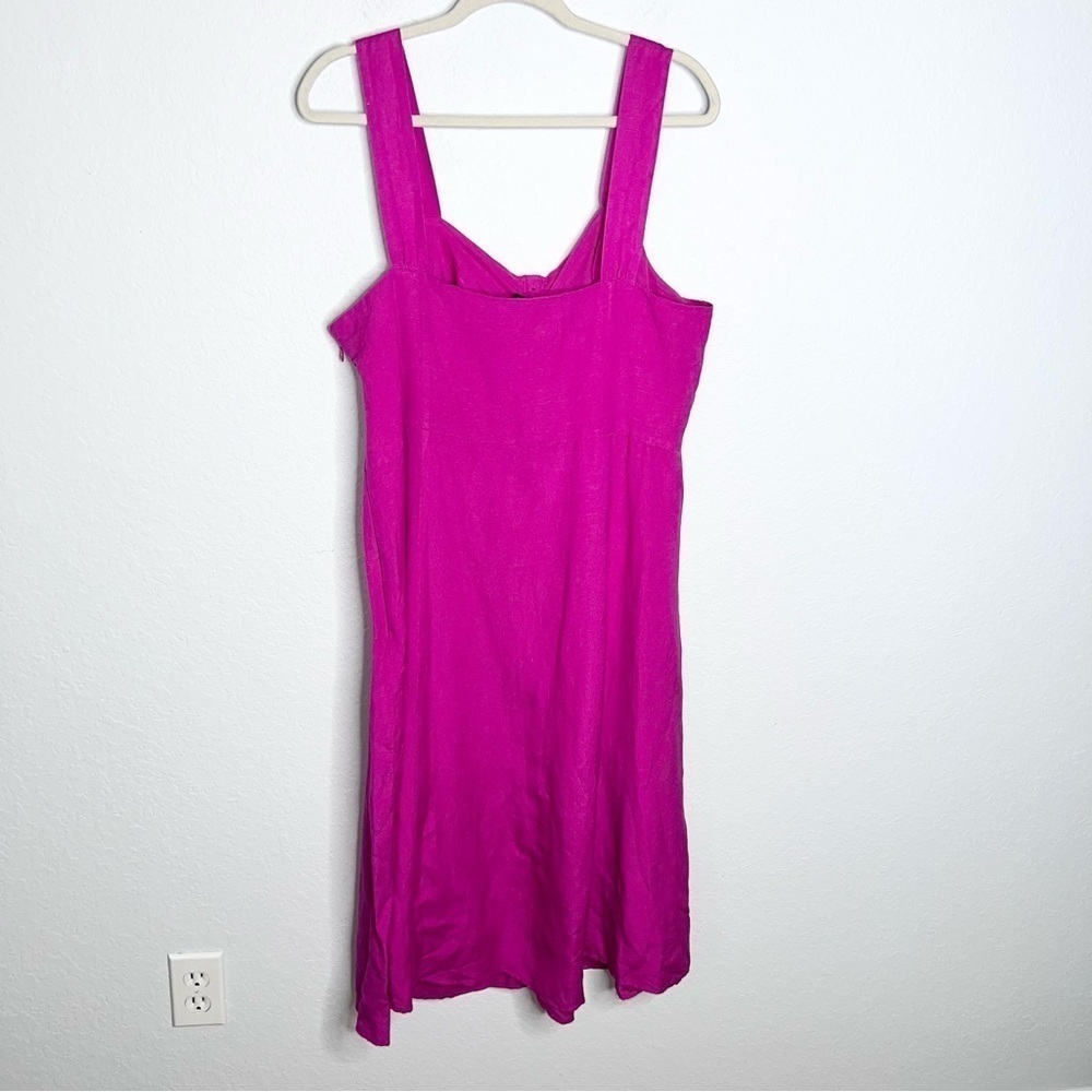 Ann Taylor Magenta Button-Front Midi Dress - Picture 3 of 8